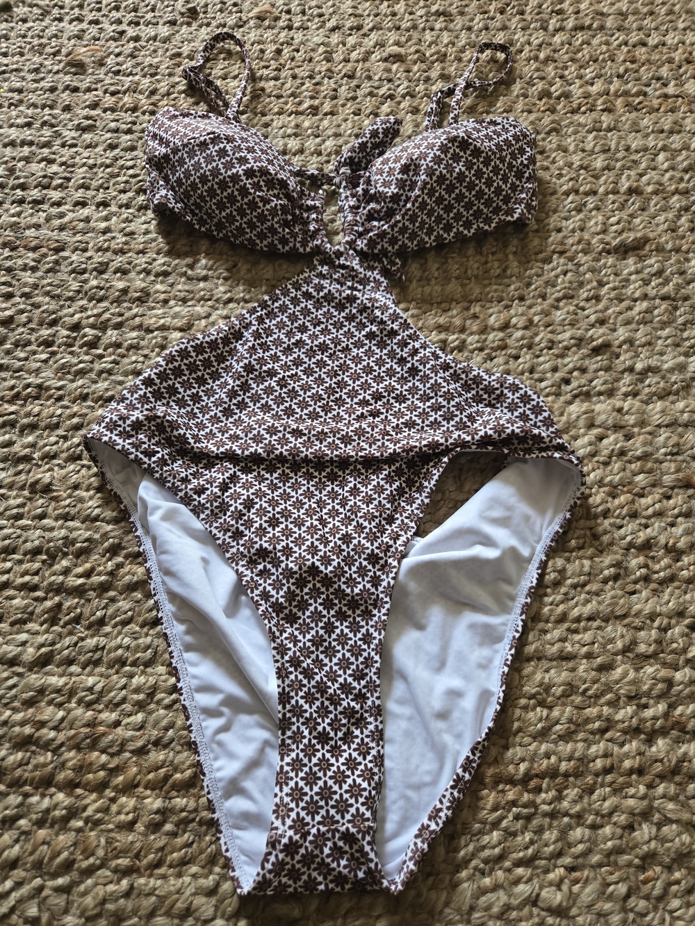 Cupshe Brown & White Patterned One-Piece Monokini Swimsuit